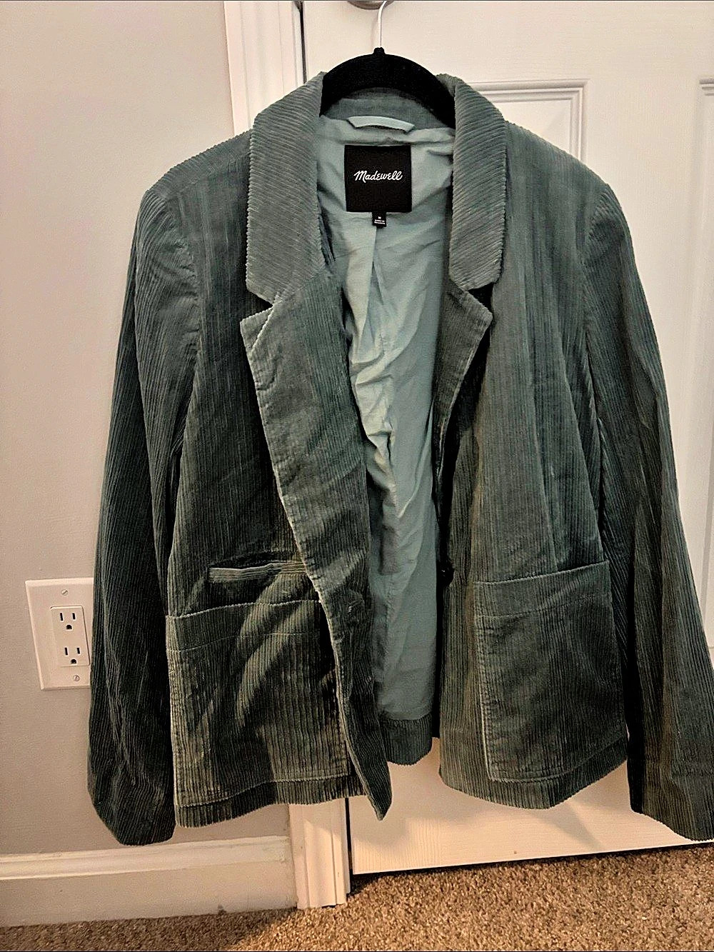 Madewell Corduroy Crop Dorset Blazer Green Medium